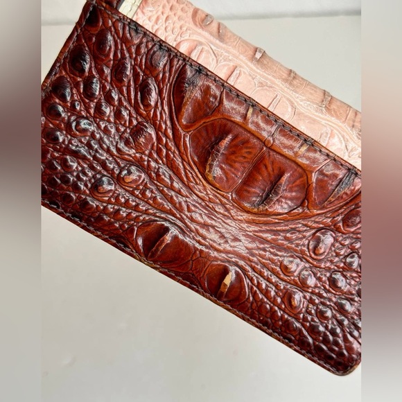 Brahmin Pink and Brown Croc-Embossed Wallet - Picture 6 of 9